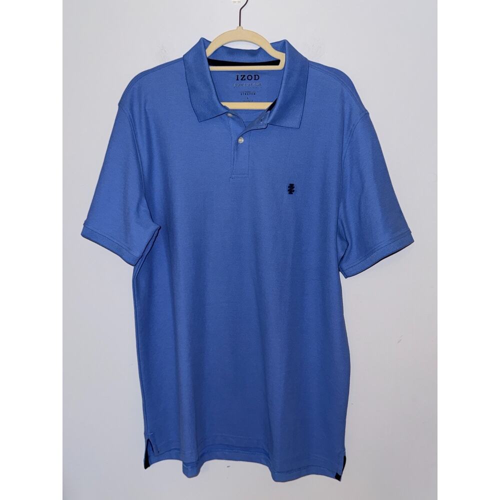 Izod Mens Advantage Performance Polo Shirt Size Large Dark Blue Stretch Golf